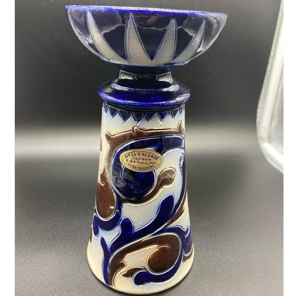 Gres D'Alsace‎ BetschDorf Schmitter Pottery Candleholder Salt Glaze Signed